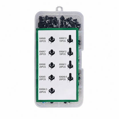 Tactile Push Button Switch Assorted Pack of 5 – 6x6mm PCB Momentary Switch for DIY Electronics
