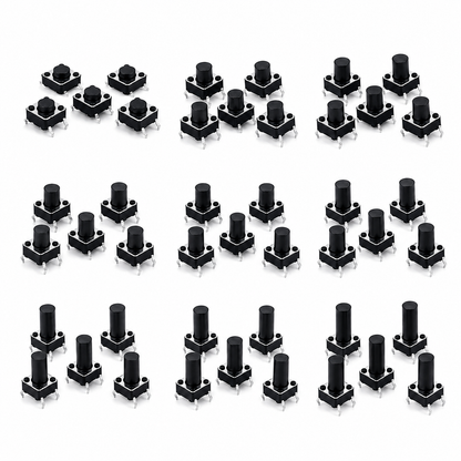 Tactile Push Button Switch Assorted Pack of 5 – 6x6mm PCB Momentary Switch for DIY Electronics