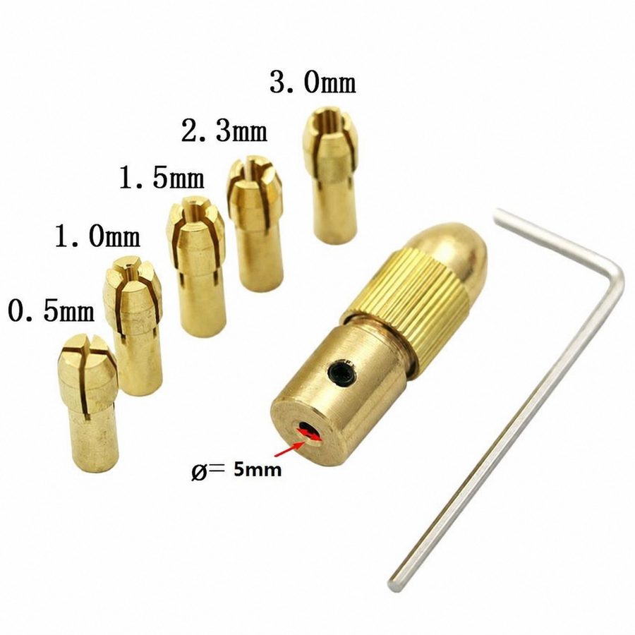 WLXY Mini Drill Chuck Set 0.5mm to 3.0mm with Collets & Allen Key – Brass Micro Drill Chuck for PCB, DIY, Rotary Tool