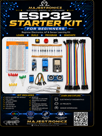 Beginner ESP32 Starter Kit for IoT, Electronics Learning, DIY Projects, School & College Project Practice