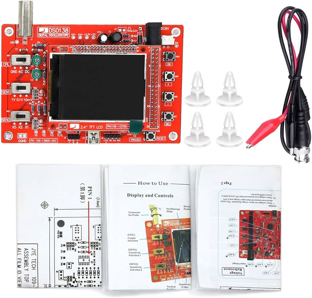DSO138 DIY Oscilloscope Kit with 2.4 inch color screen and components