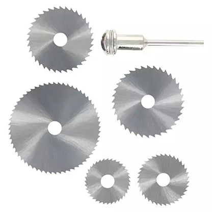 HSS Circular Saw Blade Set 6Pcs with Mandrel – Mini Rotary Cutting Disc Blades 22mm, 25mm, 32mm, 35mm, 44mm for DIY Cutting Tools