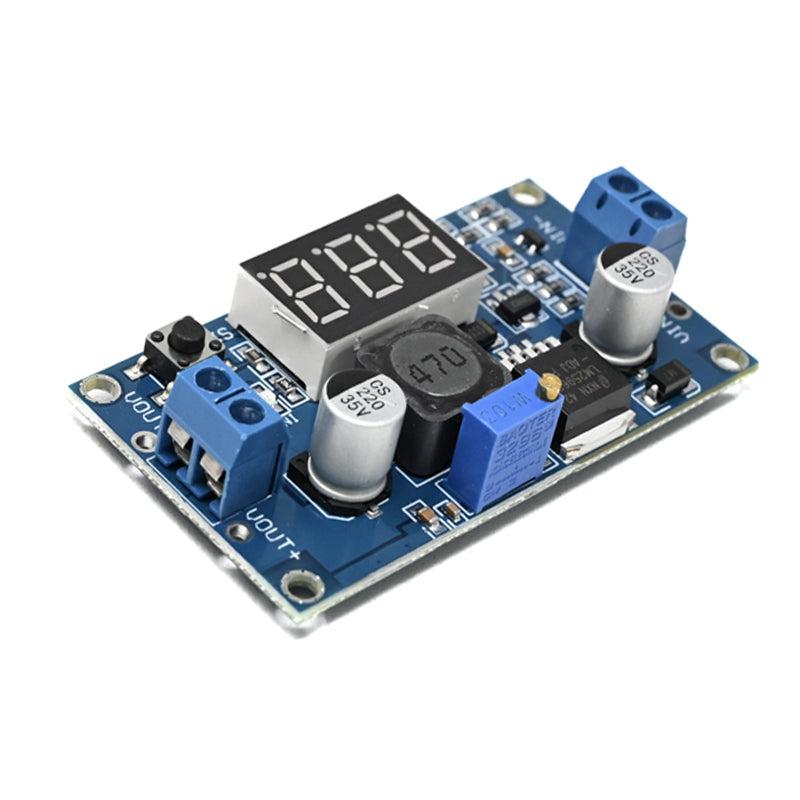 LM2596 2A Buck Step-Down DC-DC Power Converter Module (4–40V to 1.3–37V) with LED Voltmeter