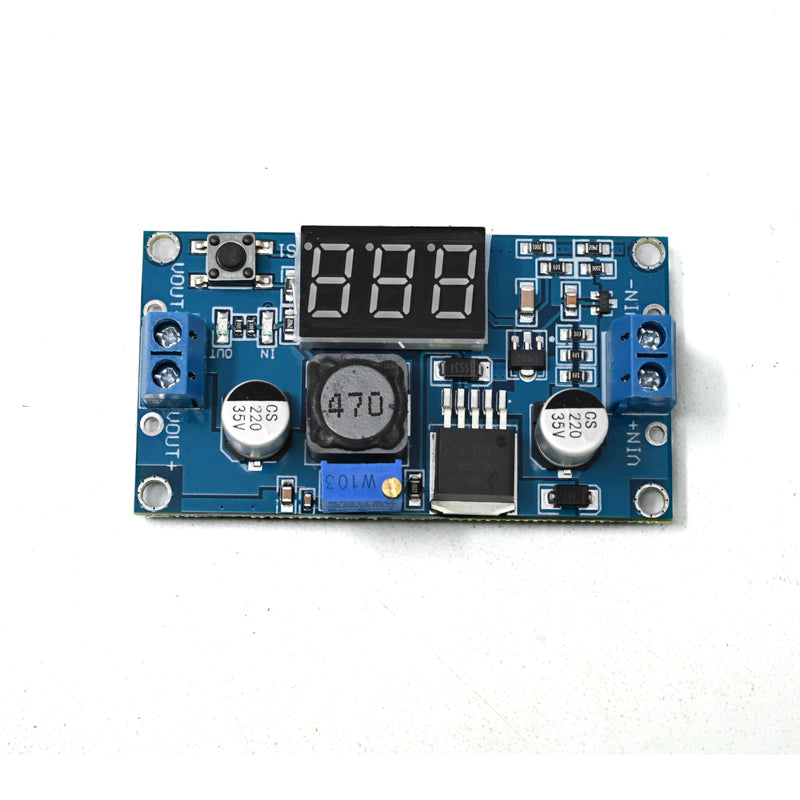 LM2596 2A Buck Step-Down DC-DC Power Converter Module (4–40V to 1.3–37V) with LED Voltmeter