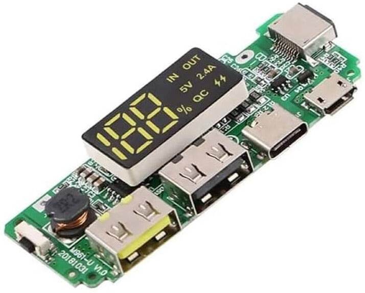 🔋 18650 Lithium Battery Charging Module with Digital Display – Dual USB 5V 2.4A Output