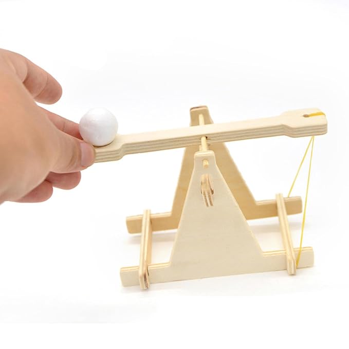 Wooden Trebuchet Catapult DIY STEM Science Project Kit – Medieval Counterweight Siege Machine Model Educational Physics Experiment Toy for Kids, School Projects & Engineering Learning