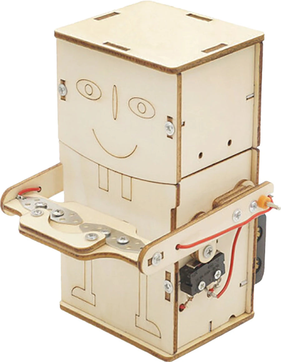 DIY Coin Eating Robot STEM Kit Wooden Educational Puzzle Toy
