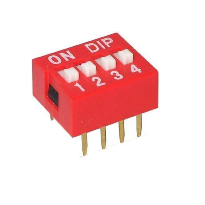 4 Pin DIP Switch | 4 Position Piano Type Slide DIP Switch for Arduino, PCB, Electronic Circuits & DIY Projects