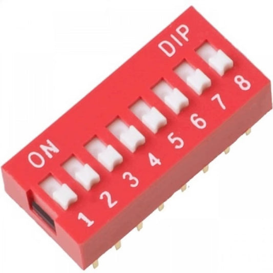 8 Pin DIP Switch | 8 Position Piano Type Slide DIP Switch for Arduino, PCB, Microcontroller & DIY Electronics Projects