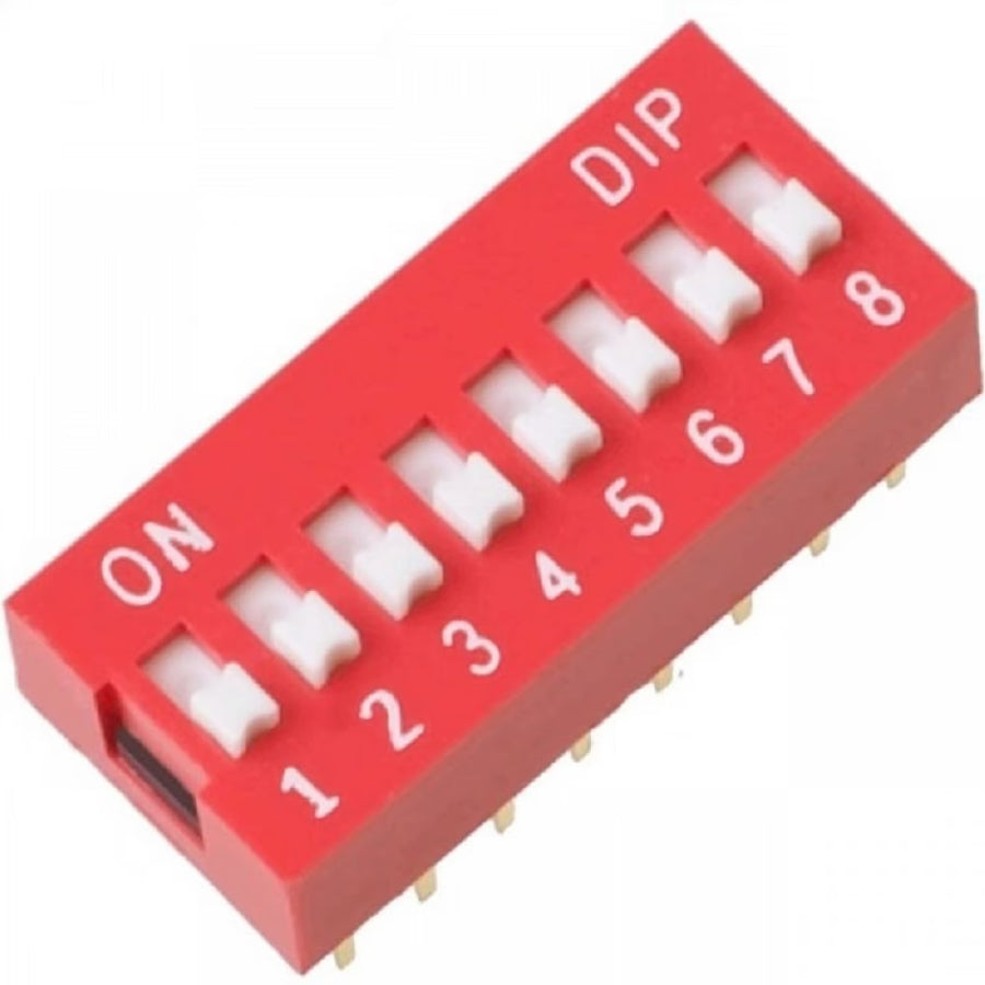 8 Pin DIP Switch | 8 Position Piano Type Slide DIP Switch for Arduino, PCB, Microcontroller & DIY Electronics Projects