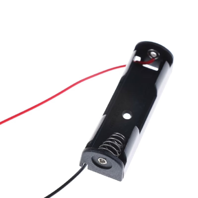 1×AA Small Battery Holder with Red and Black Wire Leads – 1.5V Single Cell Plastic Battery Case