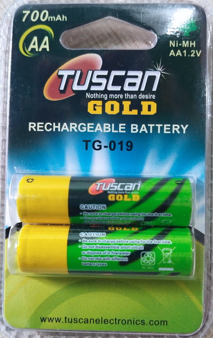 AA Rechargeable Battery Ni-MH 1.2V - 700mAh (2 cell pair)
