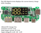 🔋 18650 Lithium Battery Charging Module with Digital Display – Dual USB 5V 2.4A Output