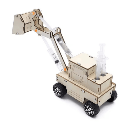 Hydraulic JCB | DIY STEM Science Project Kit – Wooden Hydraulic Construction Vehicle Model with Syringes, Water-Powered Mechanical Arm, Educational Engineering Puzzle for Kids, School Projects & STEM Learning