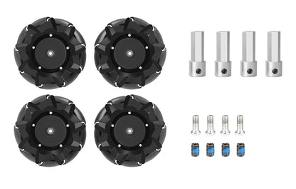 97mm Mecanum Wheels Set (Left + Right) (4 Wheels) with Metal Coupling | Omni Directional Wheels for Arduino, Raspberry Pi Robot Car