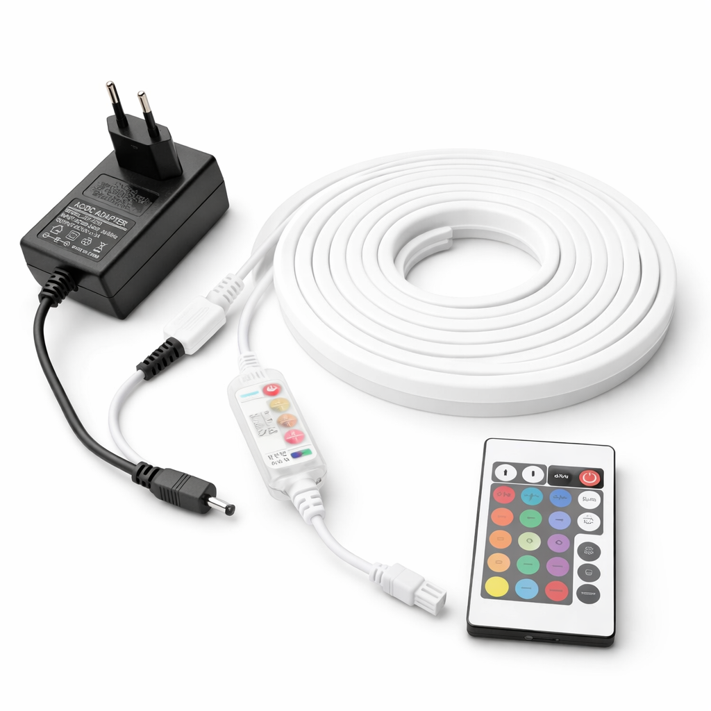 RGB Neon LED Flexible Strip Light – 5 Meter | Multi Color | IP65 Waterproof | Silicone Neon Rope Light with Remote