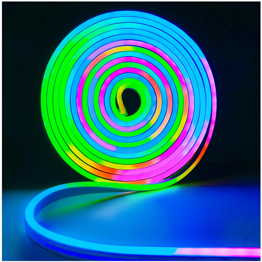 12V RGB Neon Flexible LED Strip Light – 16.4ft, IP65 Waterproof, Dream Color Pixel Strip