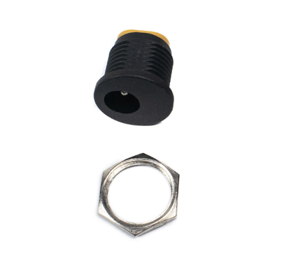 DC Power Socket Female Panel Mount 5.5x2.1mm Round Chassis Connector with Nut