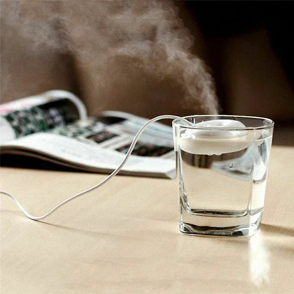 USB Donut Humidifier | Mini Portable Ultrasonic Air Humidifier | DC 5V USB Powered | ABS + PVC | 50 × 50 × 20mm