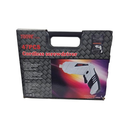 Cordless Electric Screwdriver 3.6V Portable Pistol Grip Screwdriver Tool with Keyless Chuck, LED Light, Forward/Reverse Switch, 220 RPM No-Load Speed & 3N.m Torque
