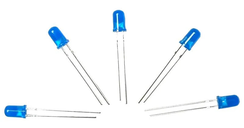 5mm LED – (Blue) Pack of 5 | Light Emitting Diode (LED) High Brightness Round LED for Arduino, DIY Electronics & Indicator Applications