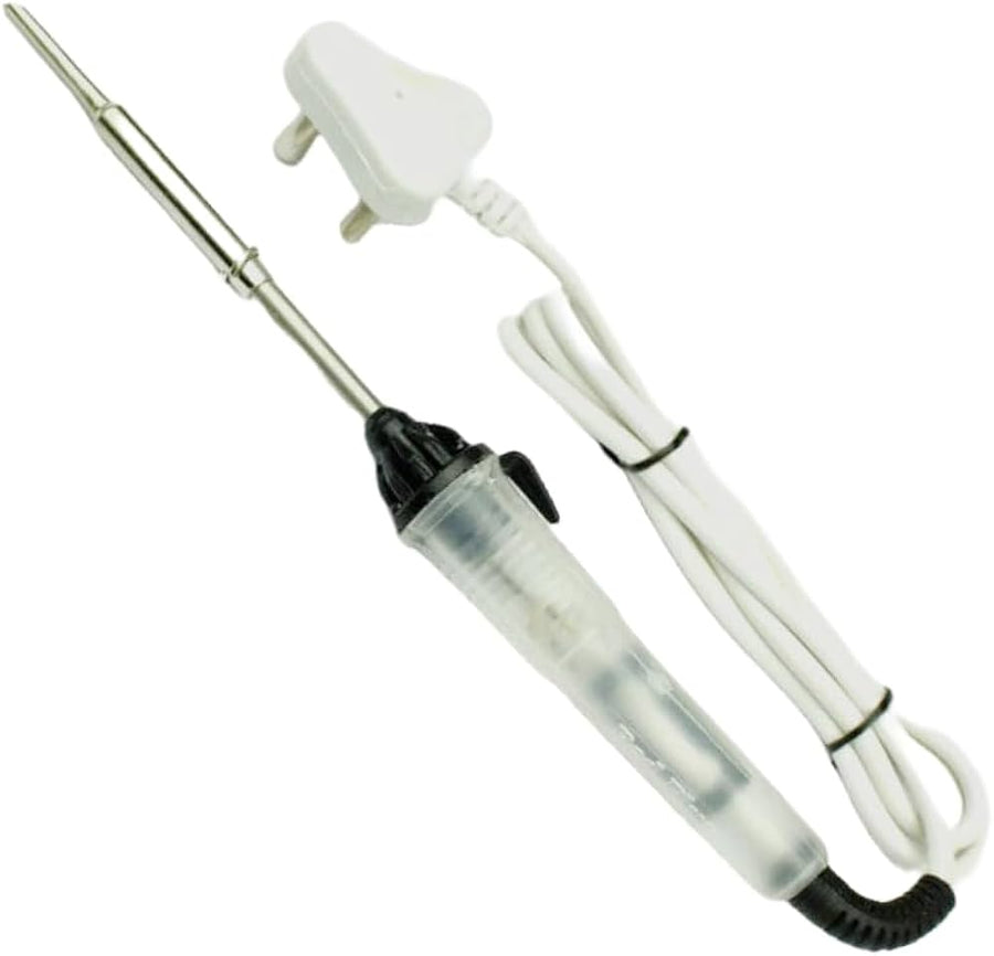 Small 25W soldering iron with fine tip for electronics, PCB repairs, and DIY projects
