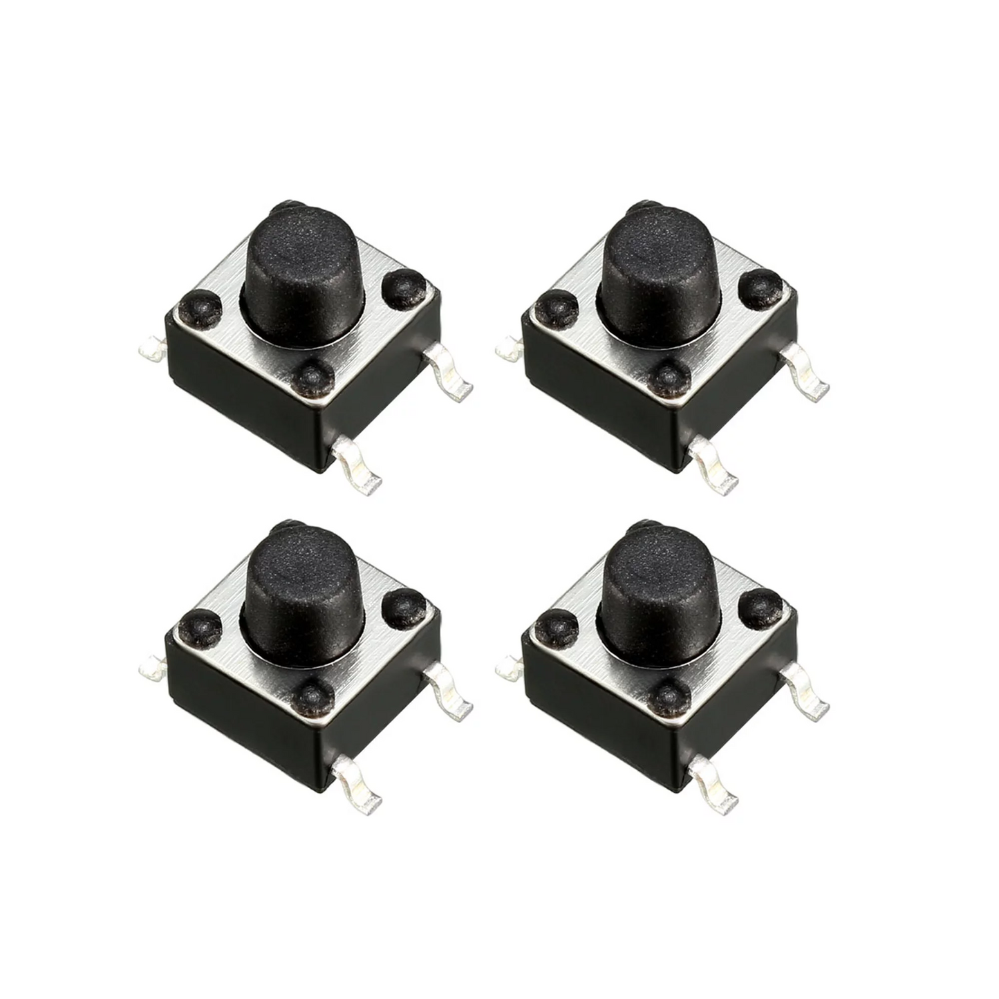 6x6x6mm 4 Pin Tactile Push Button Switch (Pack of 5) | Momentary Normally Open (NO) PCB Mount Push Switch for Arduino, DIY Electronics & Robotics