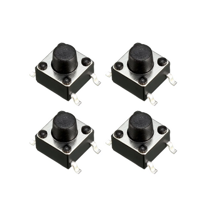6x6x6mm 4 Pin Tactile Push Button Switch (Pack of 5) | Momentary Normally Open (NO) PCB Mount Push Switch for Arduino, DIY Electronics & Robotics