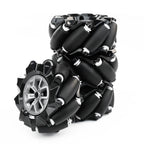 97mm Mecanum Wheels Set (Left + Right) (4 Wheels) with Metal Coupling | Omni Directional Wheels for Arduino, Raspberry Pi Robot Car