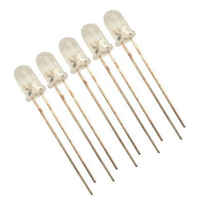 5mm LED – (Warm White) Pack of 5 | Light Emitting Diode (LED) High Brightness Round LED for Arduino, DIY Electronics & Indicator Applications